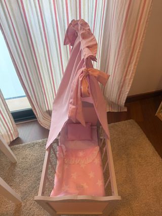 Cuna de muñecas infantil rosa