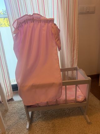 Cuna de muñecas infantil rosa