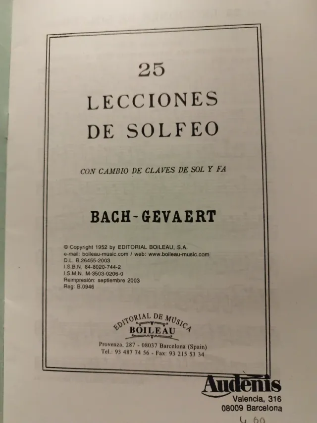 25 Lecciones de Solfeo Bach-Gevaert