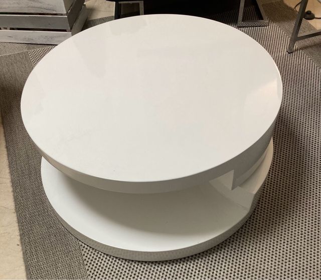 Mesa centro redonda giratoria blanca