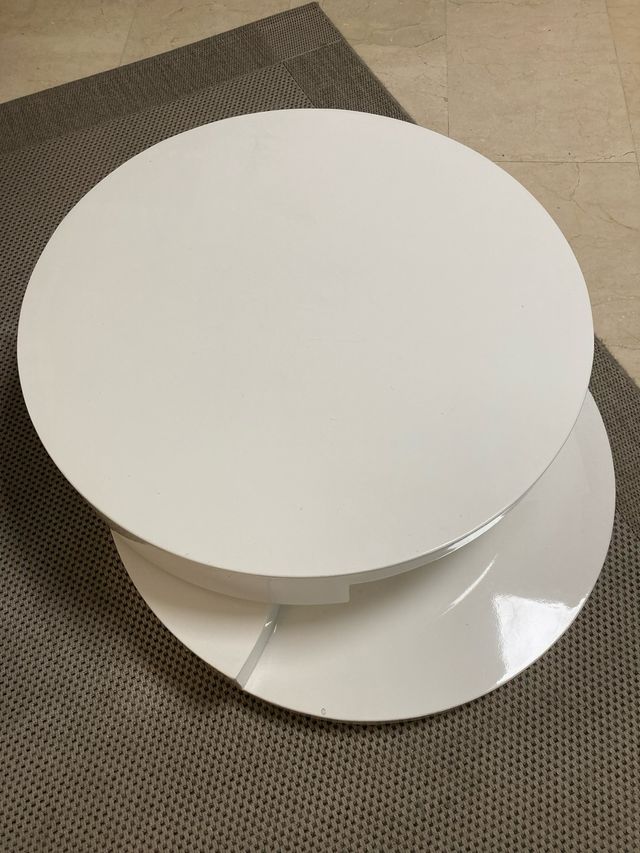 Mesa centro redonda giratoria blanca