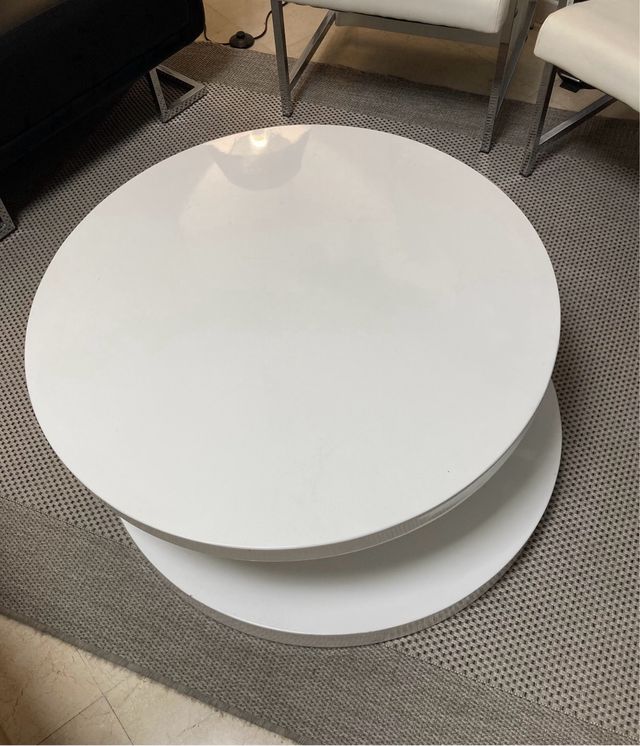 Mesa centro redonda giratoria blanca