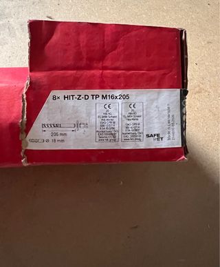 Tornillos Hilti HIT-Z-D TP M16x205 (6 uds) NUEVOS
