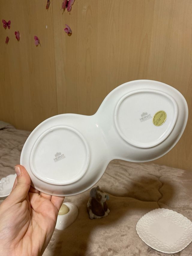 Piattino doppio in porcellana con fiori