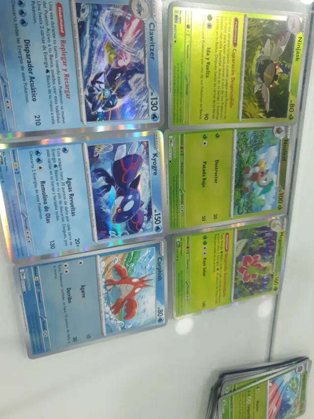 6 Cartas Pokémon: Kyogre, Clawitzer, Ninjask
