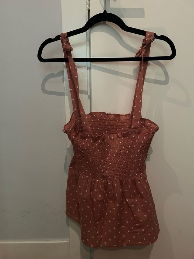 Top tirantes lunares rosa y blanco