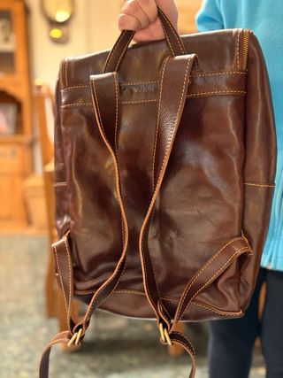 Mochila de cuero genuino Made in Italy artesanal