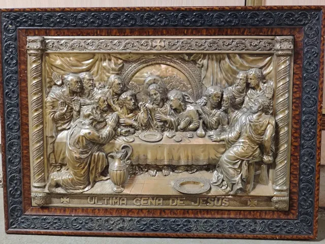 Cuadro metálico en relieve Última Cena de Jesús