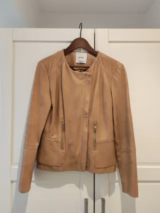 Chaqueta Mango Piel Beige Talla M