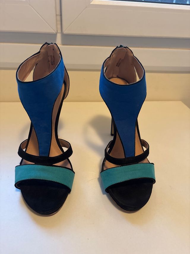 Zapatos de fiesta azules,turquesa y negro