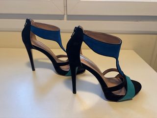 Zapatos de fiesta azules,turquesa y negro