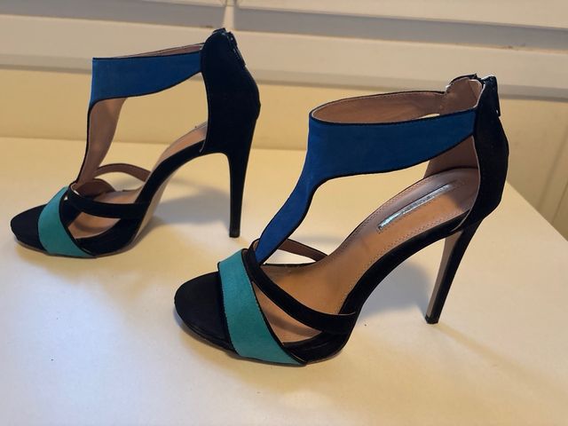 Zapatos de fiesta azules,turquesa y negro