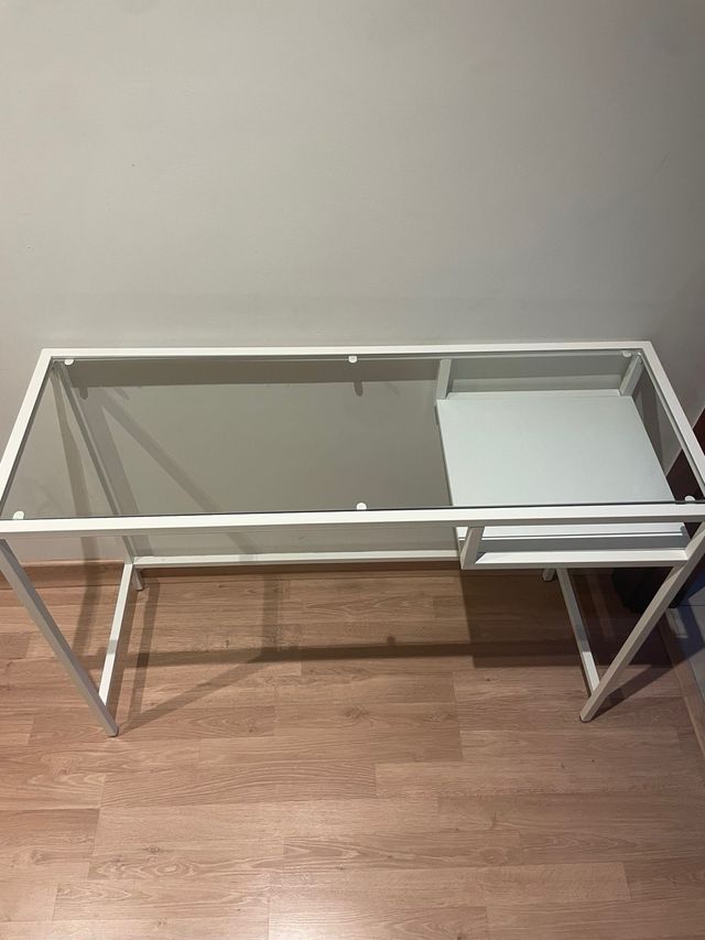 Escritorio IKEA Cristal y Metal Blanco