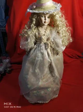 Elegante Muñeca Porcelana Vestido organza.