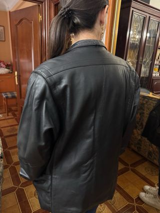 Chaqueta Biker Cuero Negra