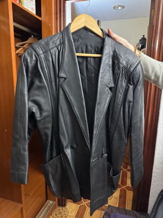 Chaqueta Biker Cuero Negra