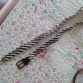 Cinturón trenzado mujer beige y marrón