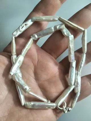 Collana perle naturali bianche e argento