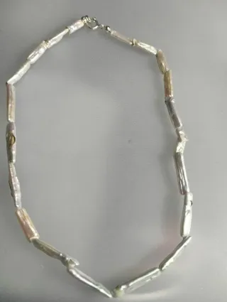 Collana perle naturali bianche e argento