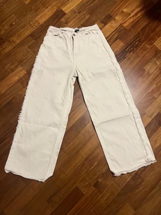 Jeans larghi donna beige