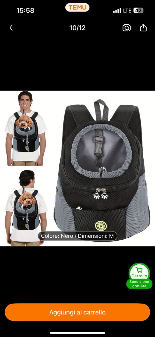 Zaino per cani mai usato