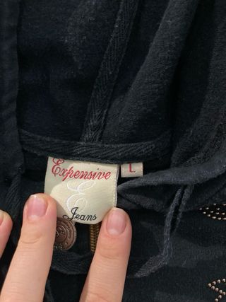 Y2K Vintage Expensive Jeans Felpa Nera Cappuccio