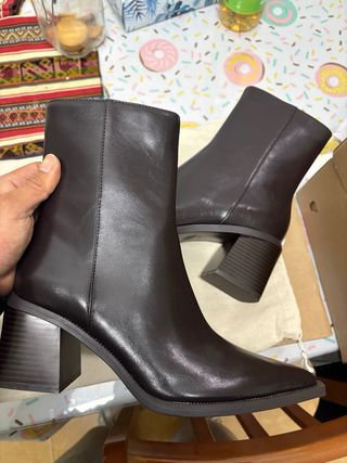 Botines Zara Tacón Ancho Marrón