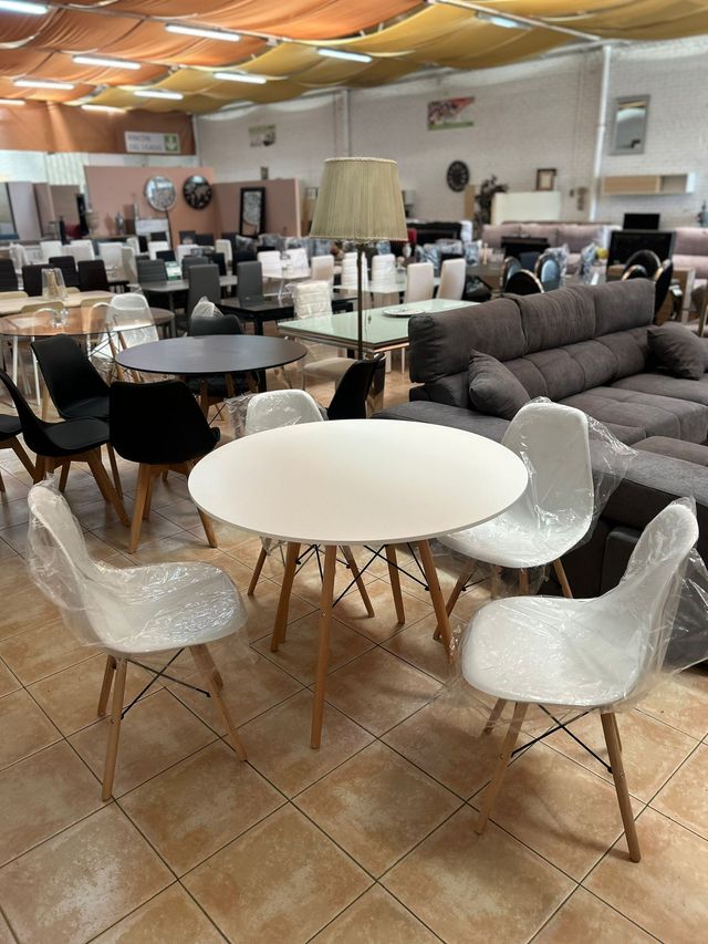 Tavolo da pranzo rotondo bianco - 4 sedie NUOVO