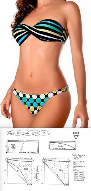Bikini bandeau brasileño a rayas M