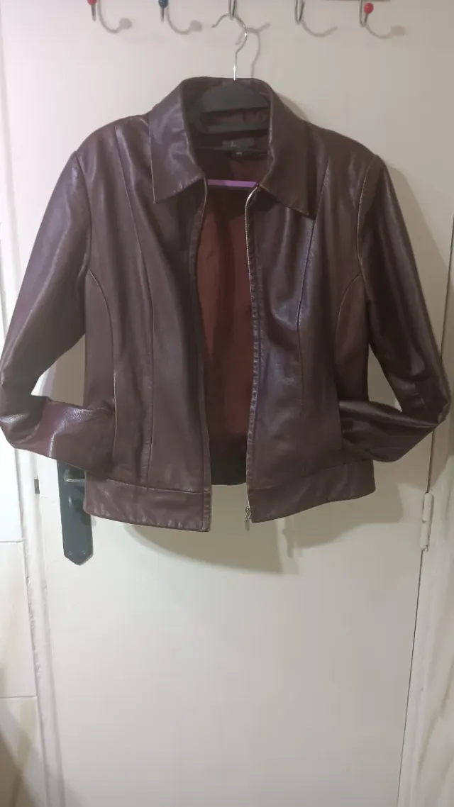 Cazadora Piel Ovina Granate oscuro