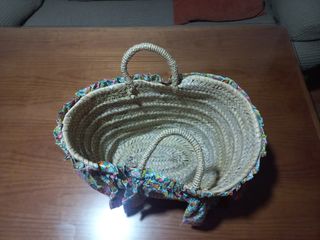 Bolso infantil de paja con flores