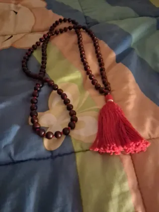 Mala Tibetano Marrone con Nappa Rossa