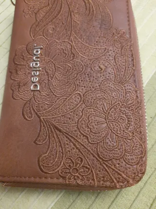 Monedero Desigual Marrón Floral Cremallera