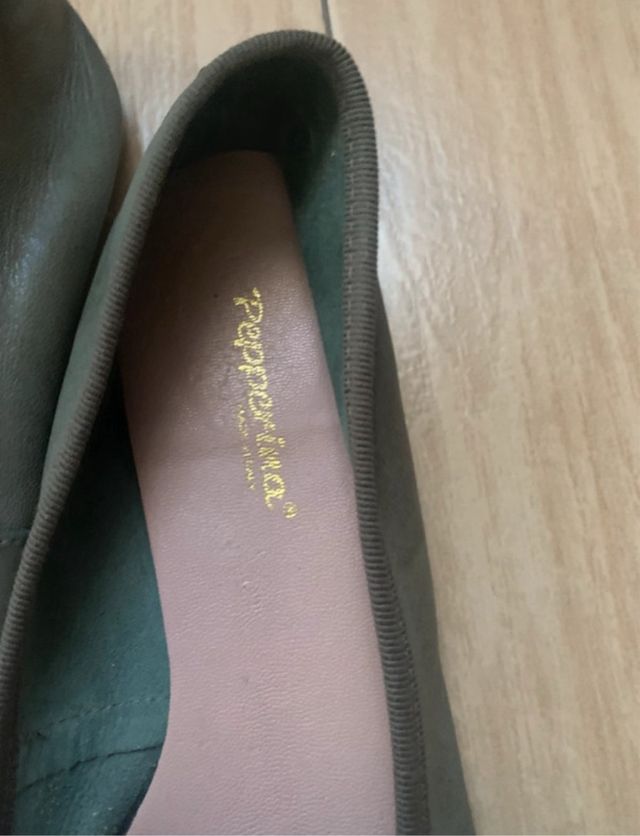 Manoletinas Pepperina Piel Lazo Verde Oliva