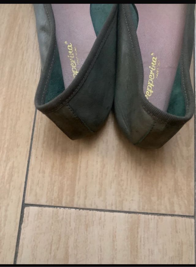 Manoletinas Pepperina Piel Lazo Verde Oliva