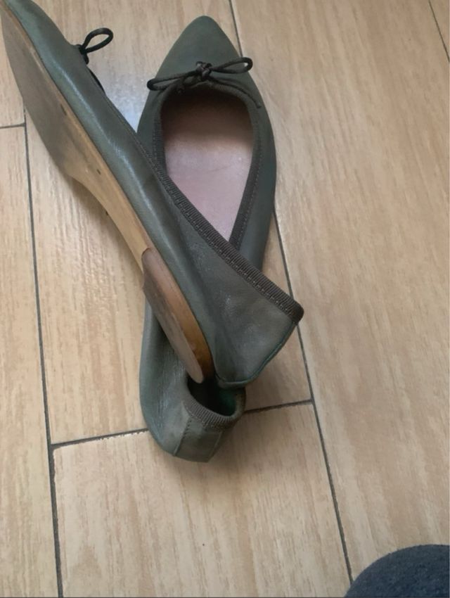 Manoletinas Pepperina Piel Lazo Verde Oliva