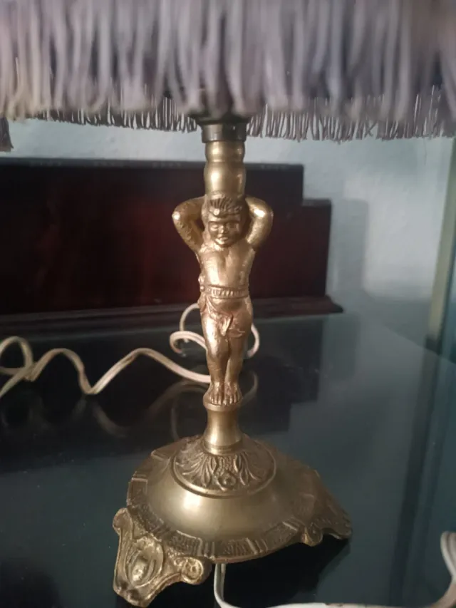 Pareja Lámparas Bronce Angelito