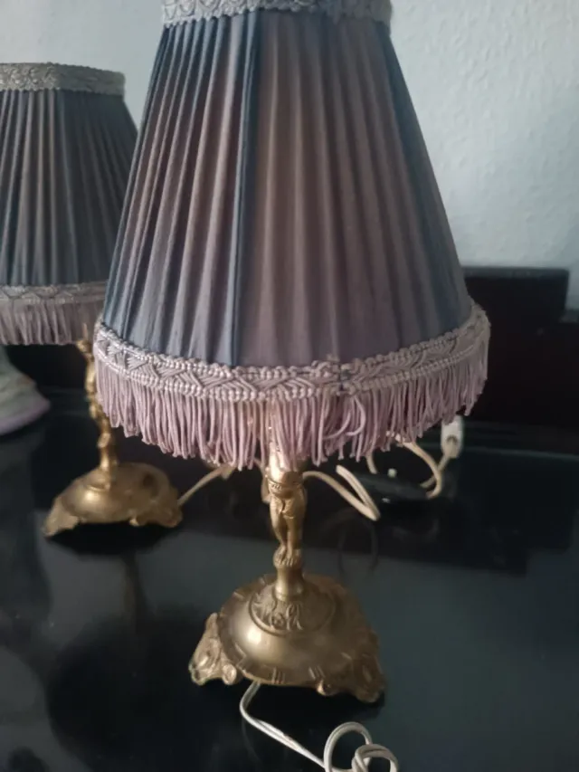 Pareja Lámparas Bronce Angelito