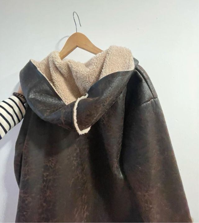 Abrigo borreguito marrón y beige