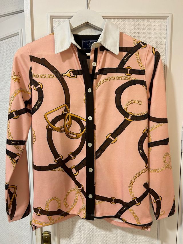 Camisa Polo Horse elegante de manga lalarga con cu