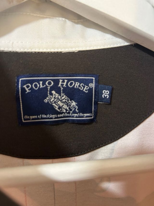 Camisa Polo Horse elegante de manga lalarga con cu