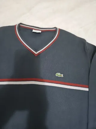 Jersey Lacoste Gris y Rojo