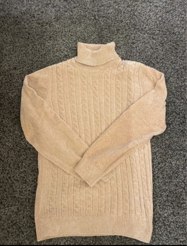Maglione uomo collo alto beige taglia S