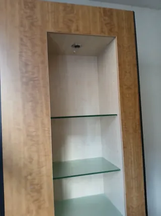 Estantería de madera y cristal últimos días.