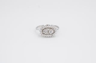 P23789SNJ Anillo oro blanco 14 K con diamantes