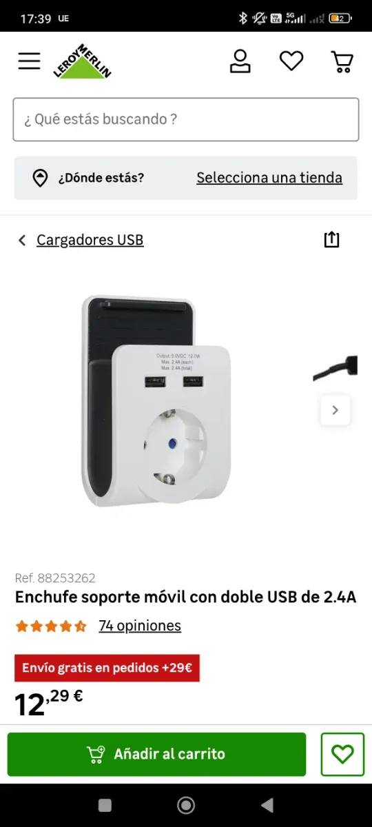 Enchufe Doble USB Leroy Merlin