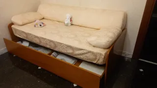 Divano letto singolo tessuto legno