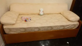 Divano letto singolo tessuto legno