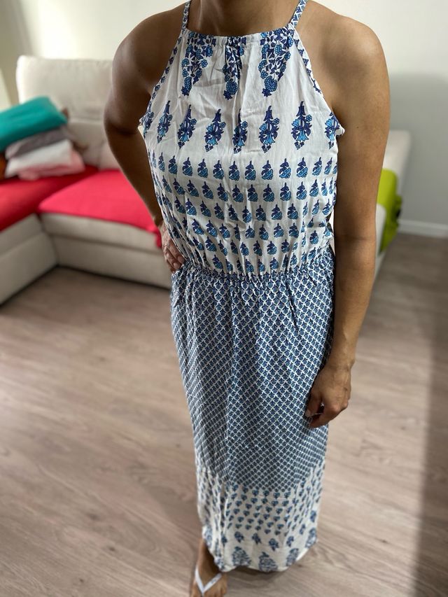 Vestido largo estampado mujer