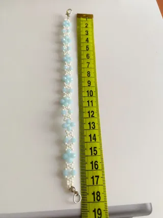 Braccialetto perline handmade azzurro e bianco